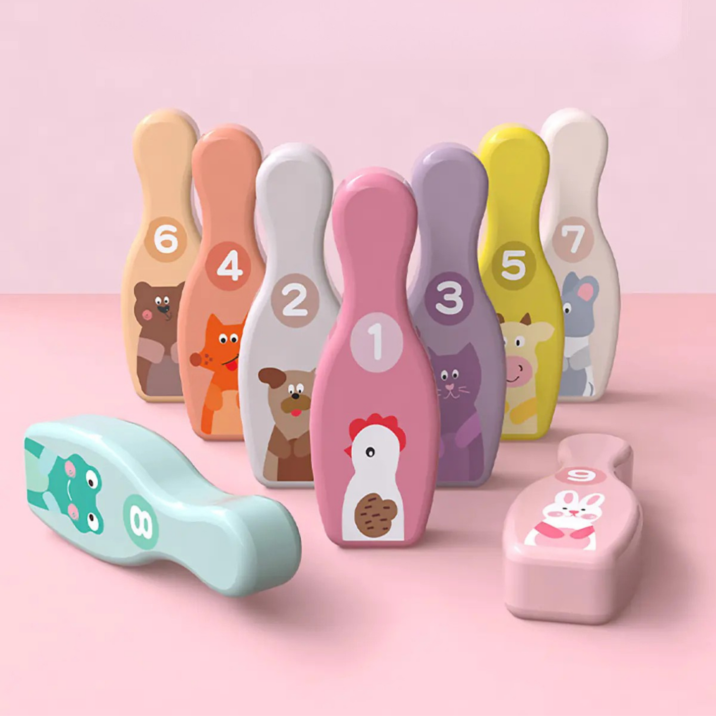 Wooden Animal Bowling Set