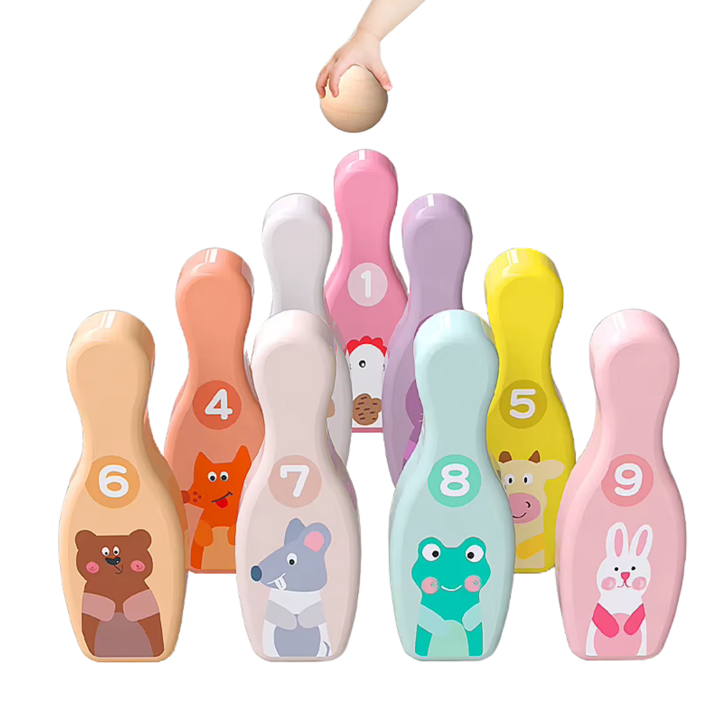Wooden Animal Bowling Set