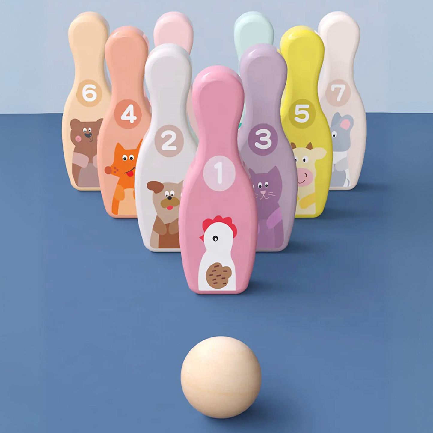 Wooden Animal Bowling Set